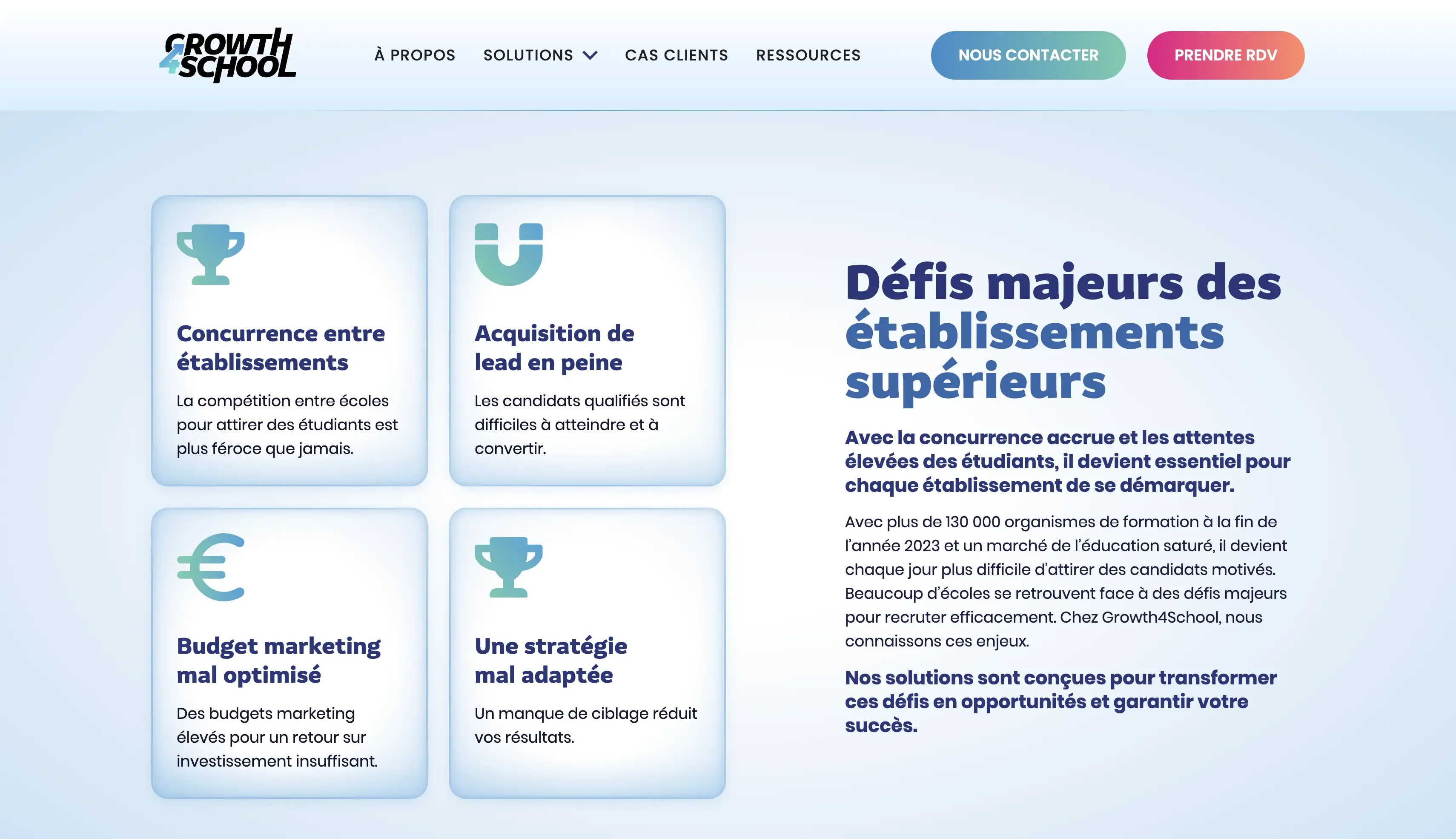 Le site Growth4School, réalisé par Digitalify